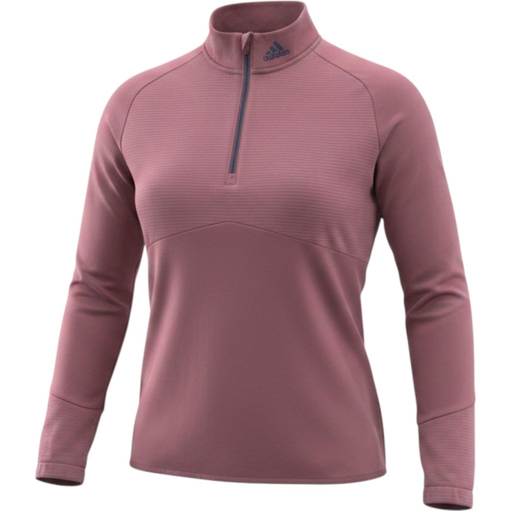 Adidas Womens XL Dusty Rose 1/4 Zip Pullover Long Sleeve Athletic Top Pink